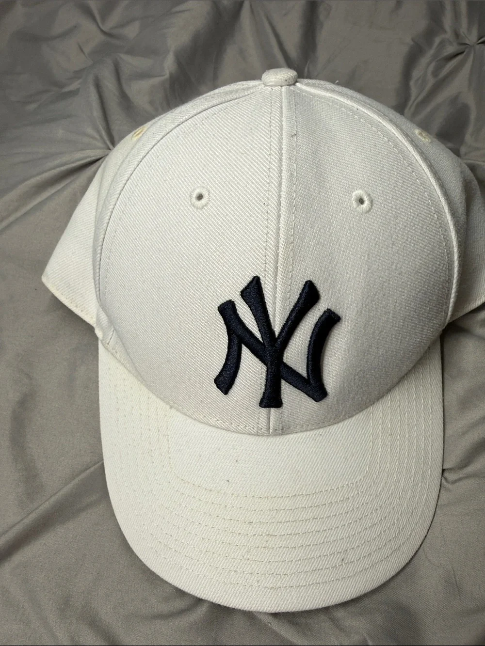 New Era White Cap with Navy NY Embroidery - O/S